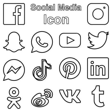 Social Media Logo Icon Set In Line Style Vector Illustration, Rat Drawing, Social Media Drawing ...