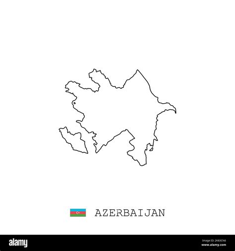 Azerbaijan vector map outline, line, linear. Azerbaijan black map on ...