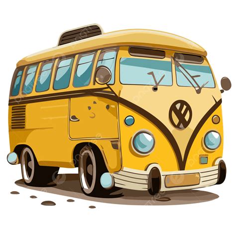 Cartoon Vw Bus Vector, Yellow Bus, Yellow Bus Clipart, Cartoon Yellow ...