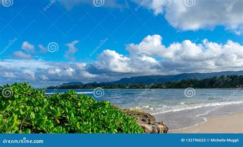 Kahuku Beach on Malaekahana Bay Stock Image - Image of seascape, beach ...