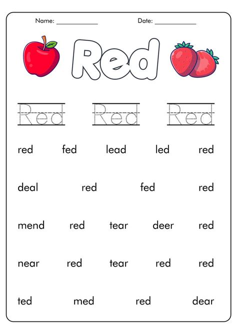 Red Color Word Printable Worksheets | Color red activities, Color ...