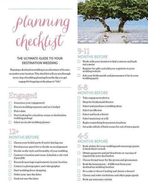 The Ultimate Destination Wedding Checklist - mywedding | Wedding planning checklist printable ...