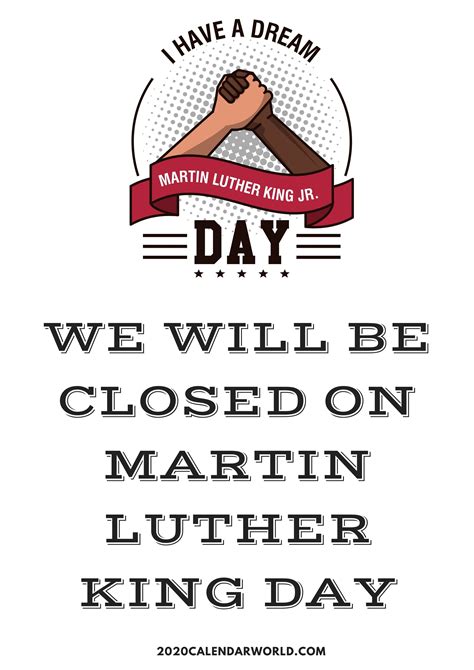 Closed For Mlk Day 2024 Sign Printable - Image to u