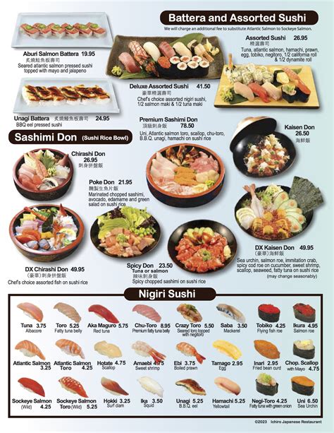 Menu – WELCOME to ICHIRO JAPANESE RESTAURANT