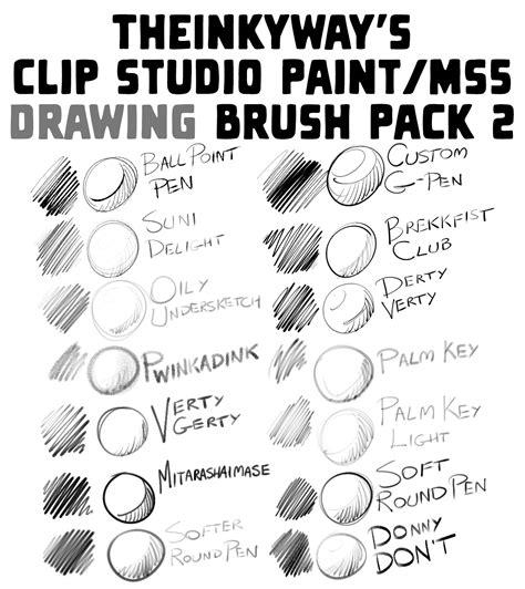 TheInkyWay's Clip Studio Paint Brush Pack 2 by TheInkyWay on DeviantArt