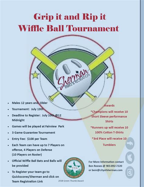 Wiffleball Tournament – Sherman Parks & Rec