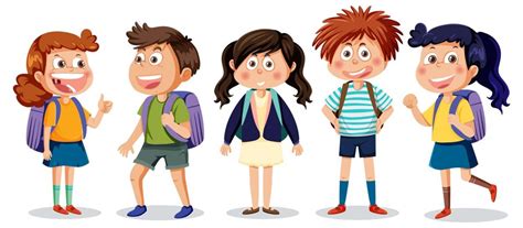 Premium Vector | School kids cartoon characters set