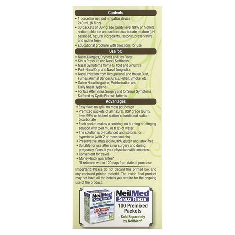 NeilMed, Porcelain Neti Pot, Allergy Relief, 1 Pot, 30 Premixed Packets