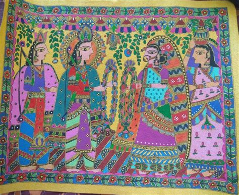 *RAM SITA* swayamvar, a royal wedding, made on handmade paper with acrylic colour. | Madhubani ...