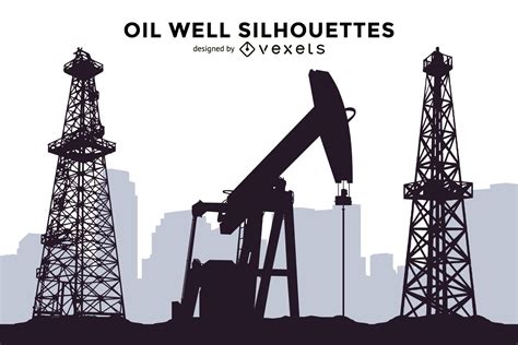 Oil Well Silhouettes Set Vector Download