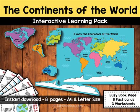 Continents Printable PDF World Map Printable Montessori - Etsy España