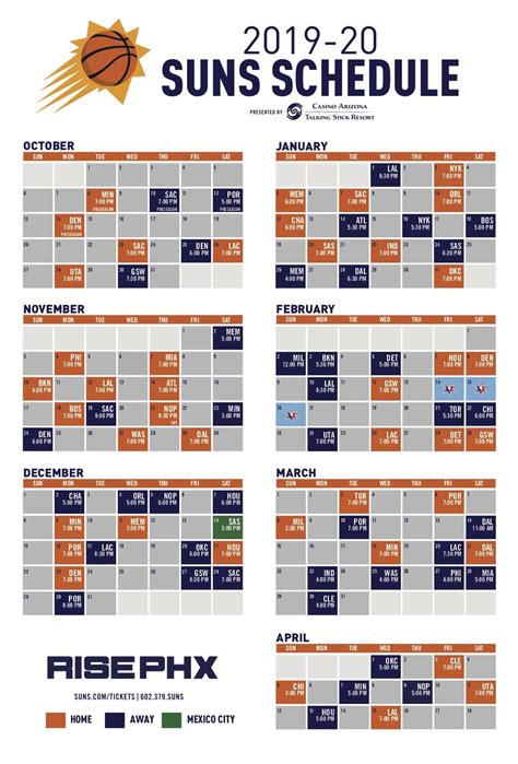 Phoenix Suns Announce 2019-20 NBA Season Schedule