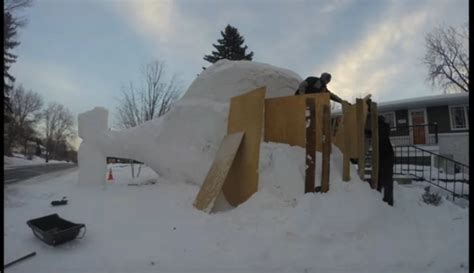 Minnesota Brothers Create Giant Snow Sculptures