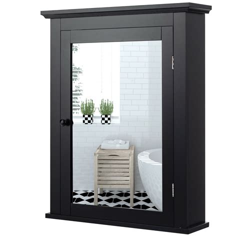 Gymax Bathroom Mirror Cabinet Wall Mounted Adjustable Shelf Medicine Black - Walmart.com