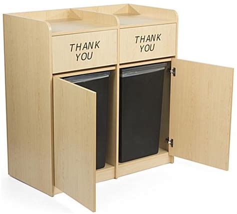 Maple Wooden Restaurant Trash Cans | Engraved “Thank You” Message