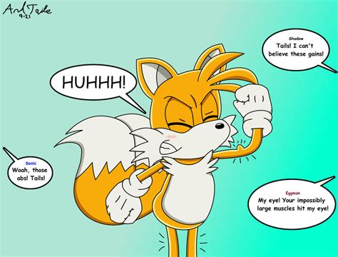 Tails the Fox flexing his muscles by AndTails1 on DeviantArt