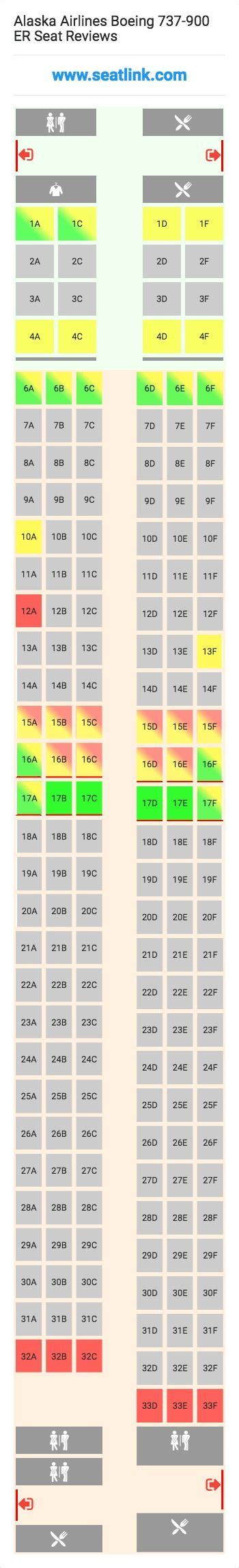 Alaska Airlines Boeing 737-900 ER (73J) Seat Map | Airlines, Alaska airlines, Boeing