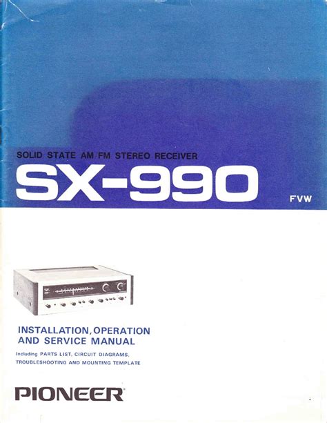 PIONEER SX-990 INSTALLATION, OPERATION AND SERVICE MANUAL Pdf Download ...