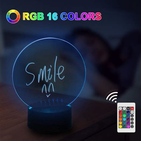 16 Colors Night Light Base Erasable Writing Board Creative DIY RGB LED Message Acrylic Writing ...