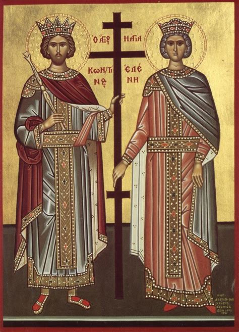 Emperor Constantine I and his mother, Helena, standing with the True Cross. | Orthodox icons ...