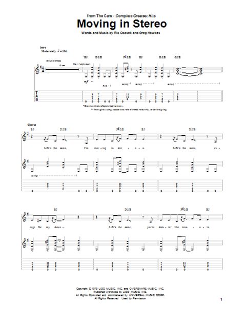 Moving In Stereo by The Cars - Guitar Tab - Guitar Instructor