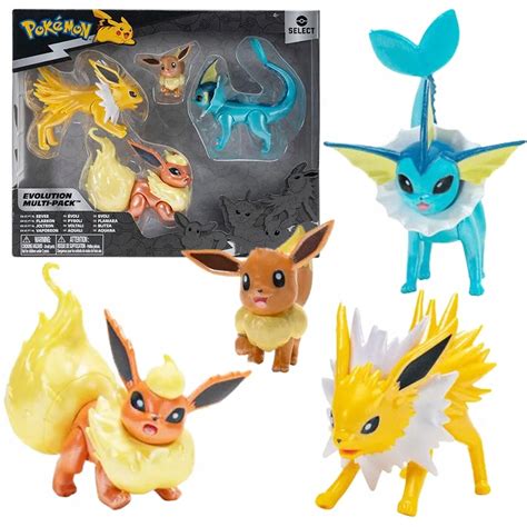 Pokemon Select Eevee, Flareon, Jolteon & Vaporeon Evolution Figure 4-Pack