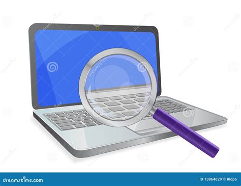 Laptop With Magnifier Royalty Free Stock Images - Image: 13864829