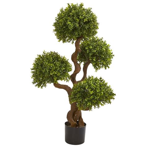 3.5’ Four Ball Boxwood Artificial Topiary Tree | Nearly Natural