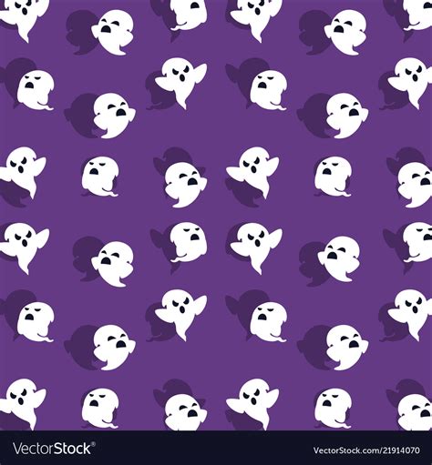 Halloween card with ghost pattern background Vector Image