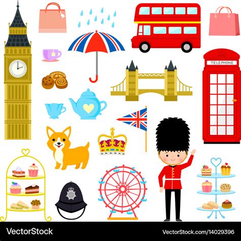 London cartoons set Royalty Free Vector Image - VectorStock