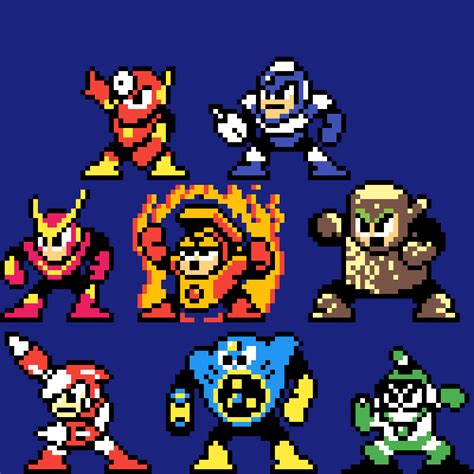 Pixilart - mega man 2 bosses by rattlepillar