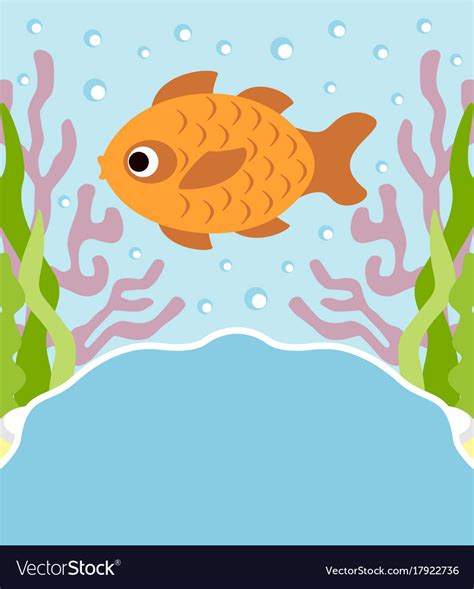 Background cartoon card with fish Royalty Free Vector Image