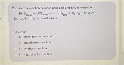 Solved f 1 Consider the reaction between nitric acid and | Chegg.com