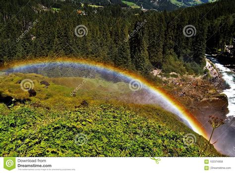 Rainbow Over Krimml Waterfalls Stock Photo - Image of enjoying, nature: 102374958