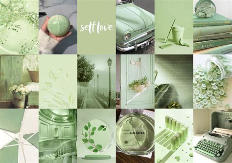 Sage Green Wall Collage Kit Botanical Matcha Aesthetic Photo Collage ...