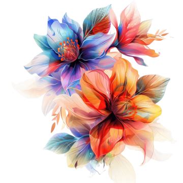 Colorful Flower Digital Painting, Flower, Nature, Digital Painting PNG Transparent Image and ...
