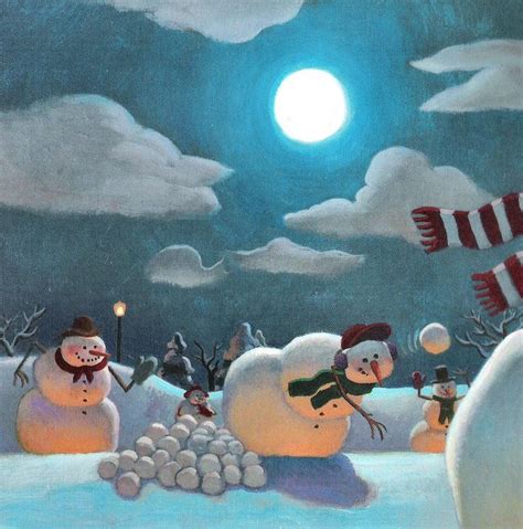 Snowmen at Night 10 | Snowmen at night, Christmas art, Snowman