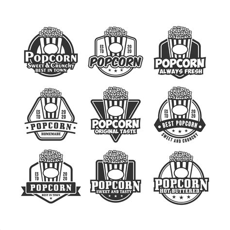 Popcorn design vector logo collection 5513800 Vector Art at Vecteezy