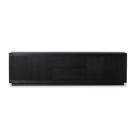 Warby Media Console Worn Black Veneer Four Hands in 2024 | Media console, Console, Fashion box