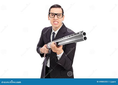 Angry Businessman Holding A Shotgun Stock Image - Image of revenge ...