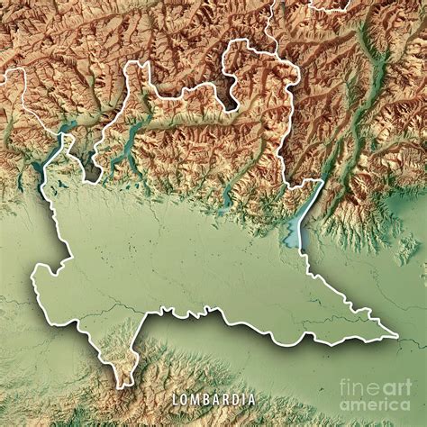 Lombardia State Italy 3D Render Topographic Map Border Digital Art by Frank Ramspott - Pixels