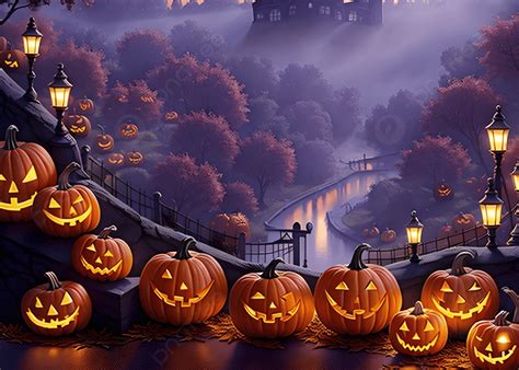 Beautiful Halloween Background Image With Magically Decorated Pumpkins ...