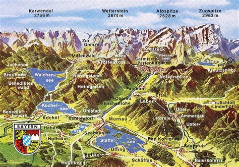 Bavarian Alps Map Card | Zugspitze is the highest mountain i…