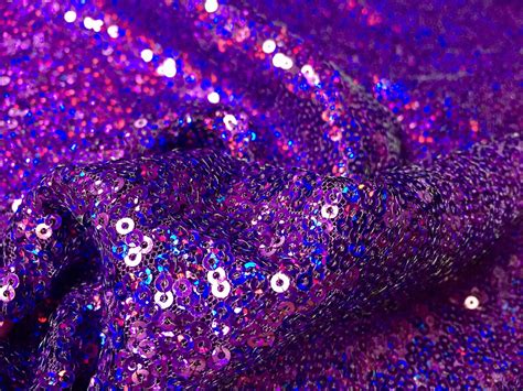 3mm Mini Sequins Fabric Material - 1 way stretch - 120cm or 47" wide - Sparkling Hologram ...