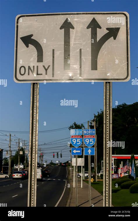 NORWALK, CT, USA - JULY 14,, 2020: Road signs on Connecticut Ave. near ...