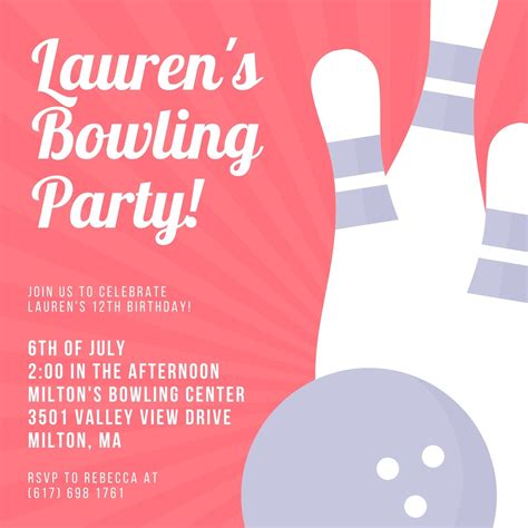 Free printable, customizable bowling invitation templates | Canva