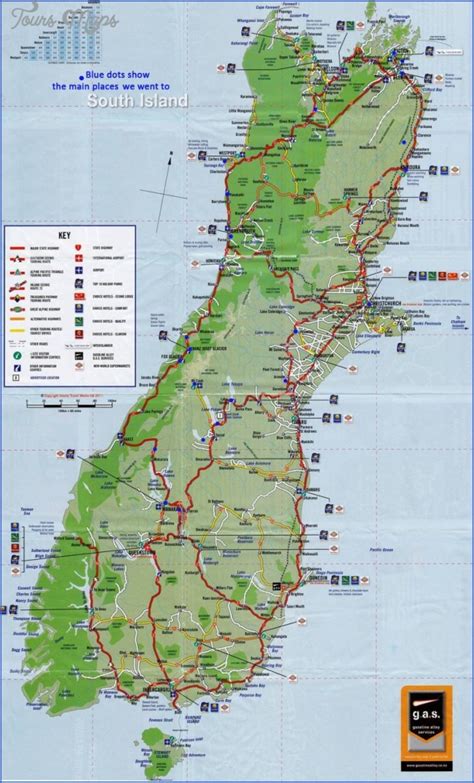 Map Of New Zealand South Island - ToursMaps.com