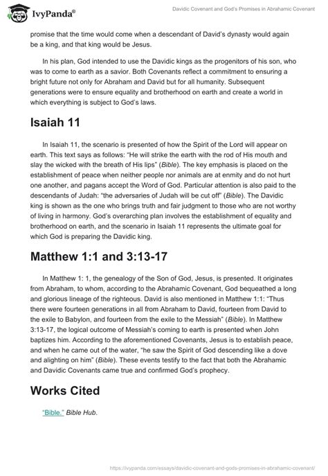 Davidic Covenant and God's Promises - 1688 Words | Essay Example