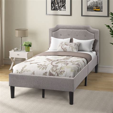 Clearance! Twin Bed Frame No Box Spring Needed, 2020 Newest Upholstered linen Platform Bed Frame ...