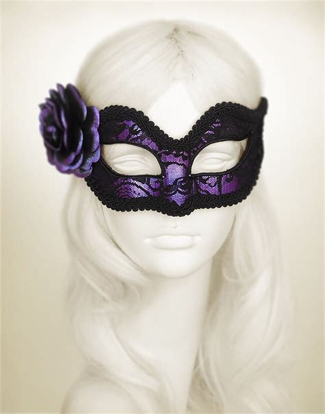 Purple And Black Lace Masquerade Mask Purple Venetian Mask | Etsy